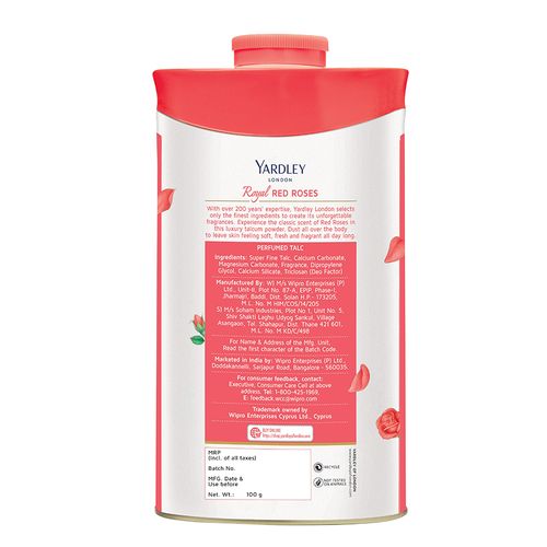 Yardley London Royal Red Rose Perfumed Talc, 100 g